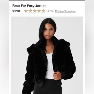 ALO Faux Fur Foxy Jacket XS! Winter Coat cropped removable hood